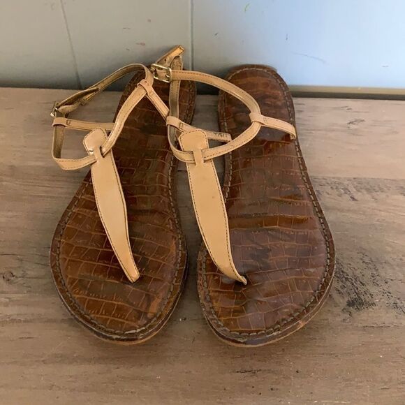 Sam Edelman Nude Patent Gigi Sandals Size 7.5 - Picture 1 of 4